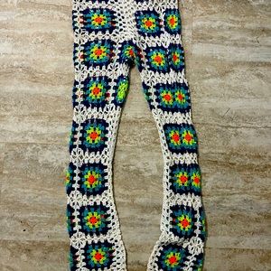 Knit rainbow and white dolls kill pants